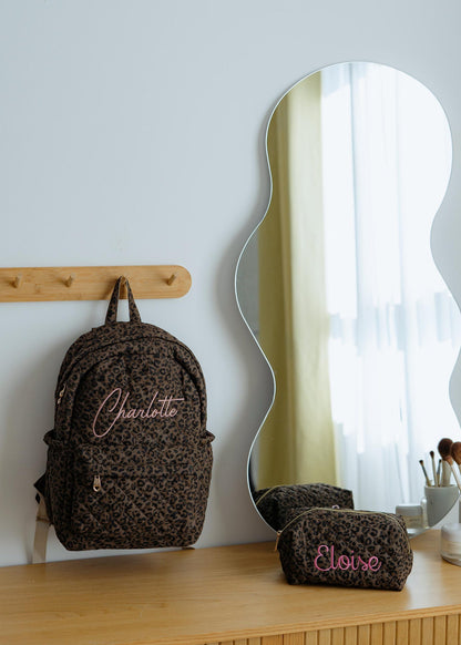 Leopard quilted backpack