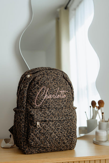 Leopard quilted backpack