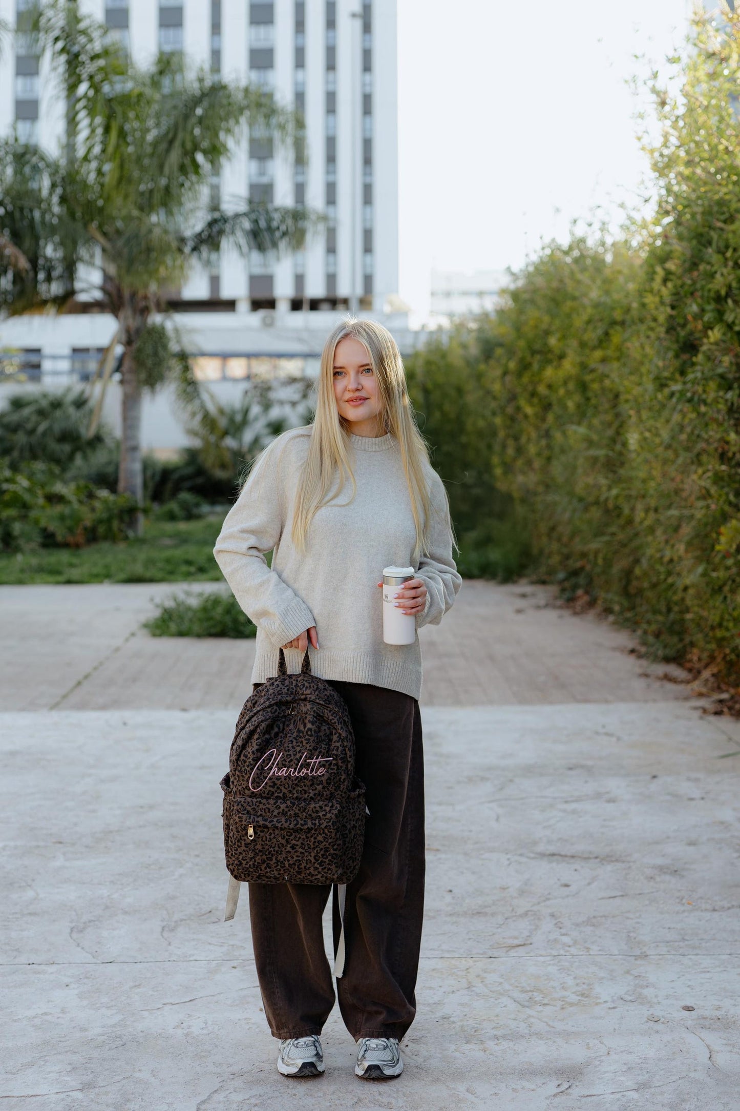 Leopard quilted backpack