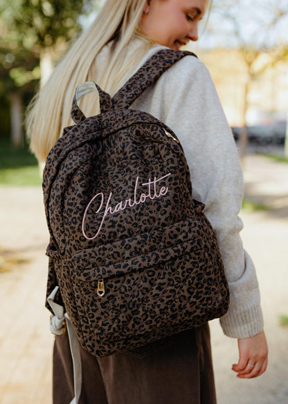 Leopard quilted backpack