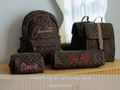 Leopard quilted backpack