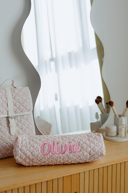 Flower quilted hair tool bag