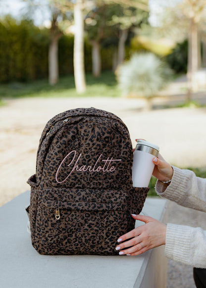 Leopard quilted backpack