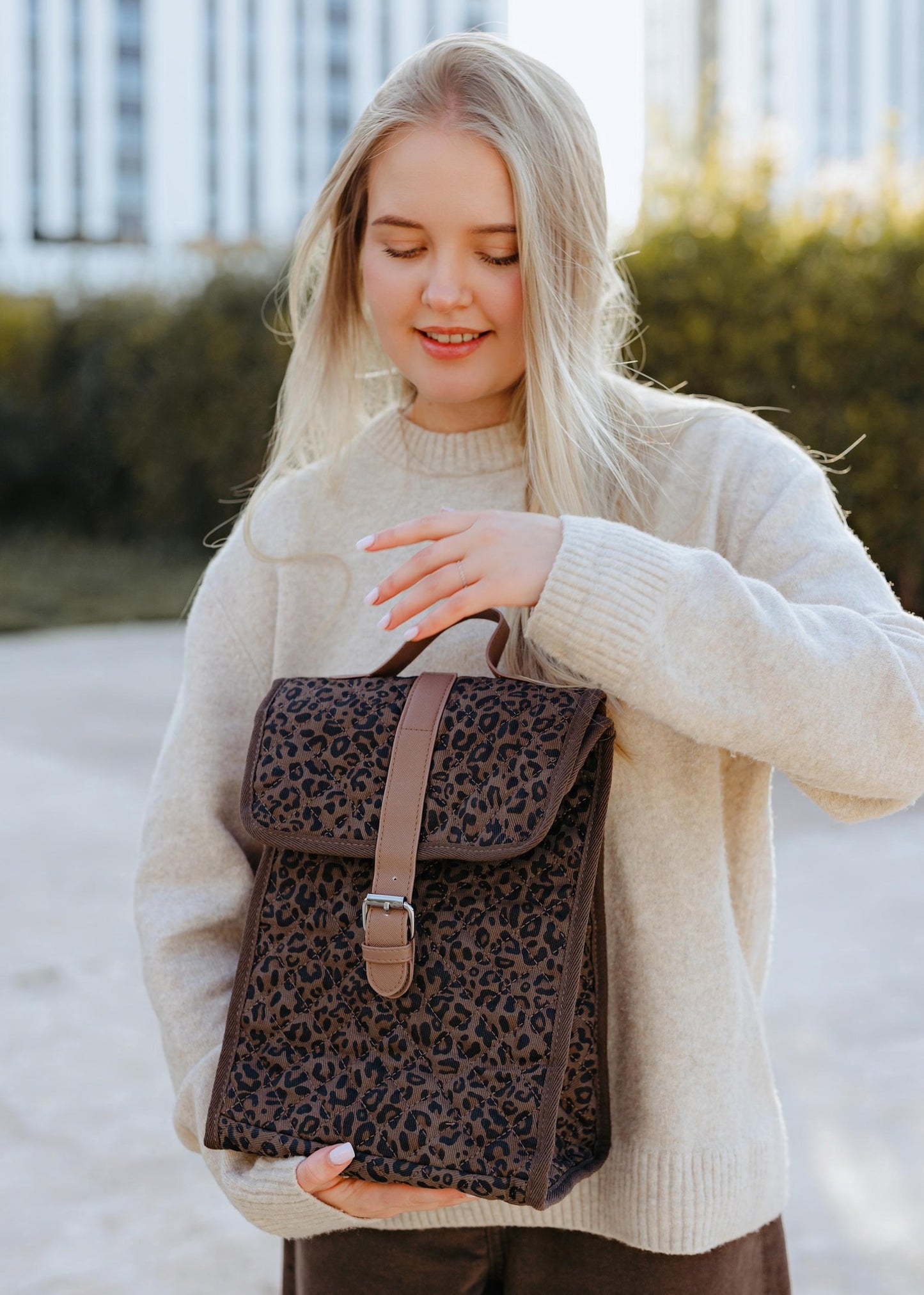Leopard quilted Lunch Bag