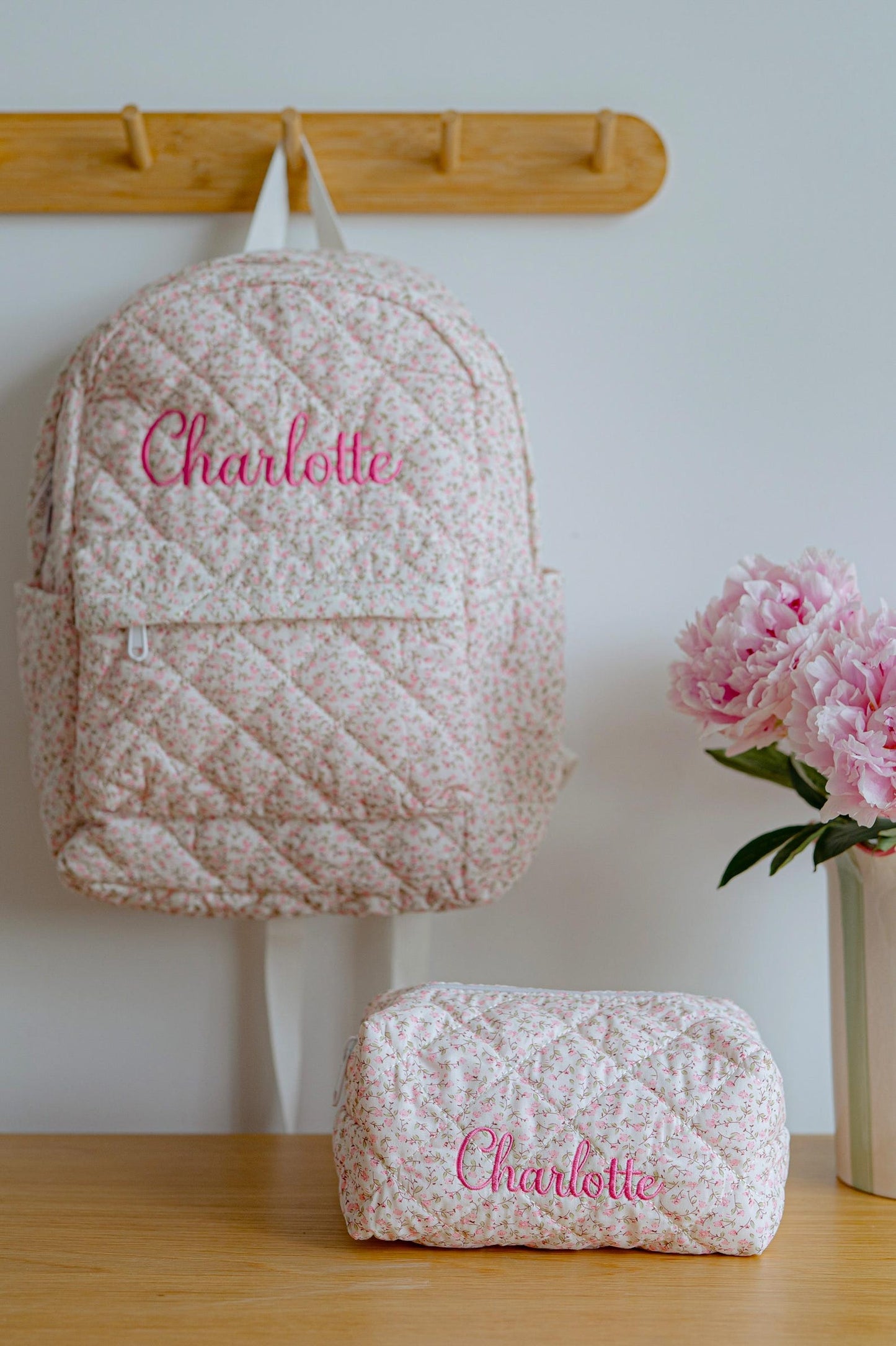 Quilted flower backpack