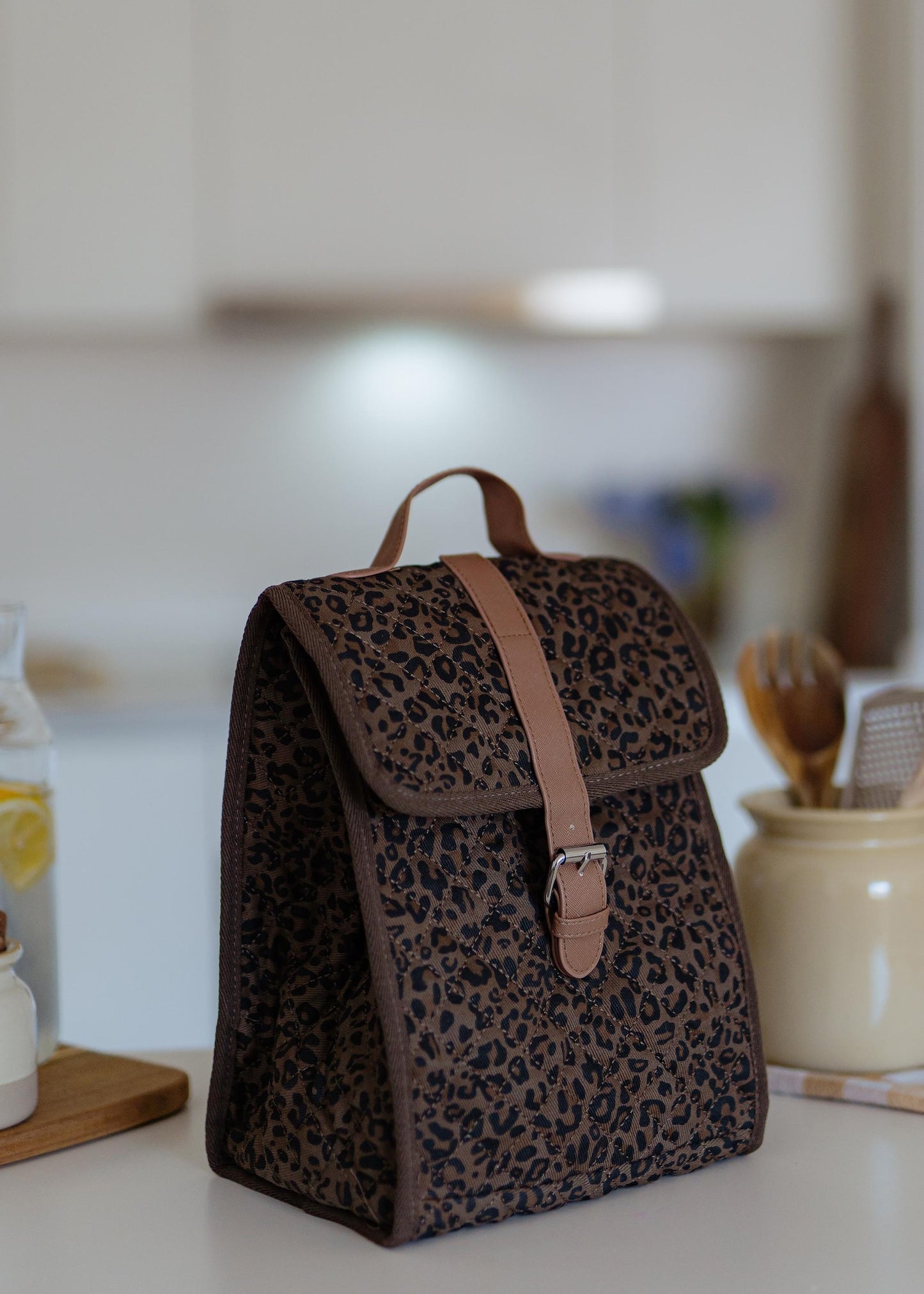 Leopard quilted Lunch Bag
