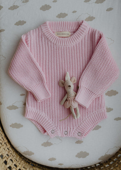 Pink Chunky Knit Romper