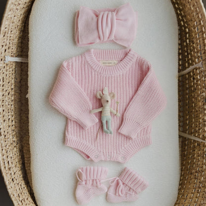 Pink Chunky Knit Romper