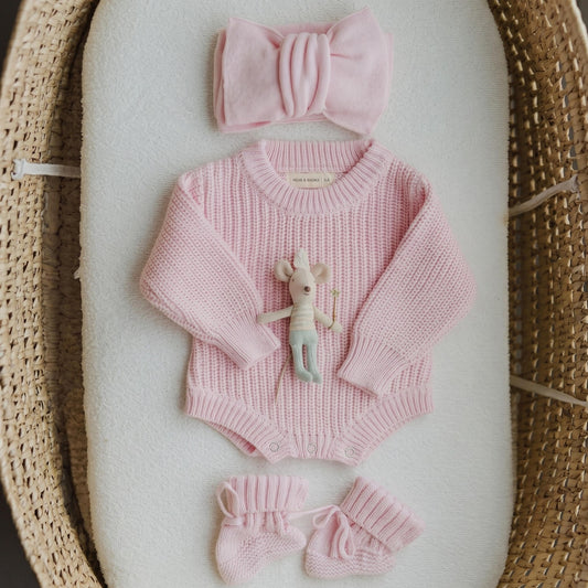 Pink Chunky Knit Romper