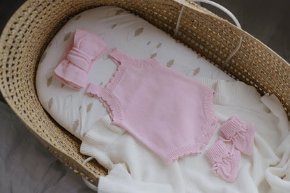 Short Sleeve Pink Summer Knit Romper