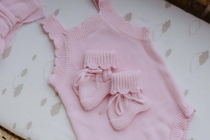 Short Sleeve Pink Summer Knit Romper