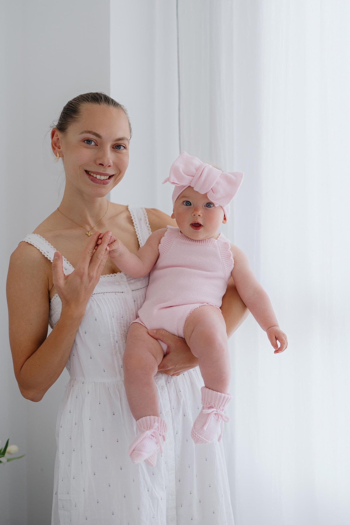 Short Sleeve Pink Summer Knit Romper