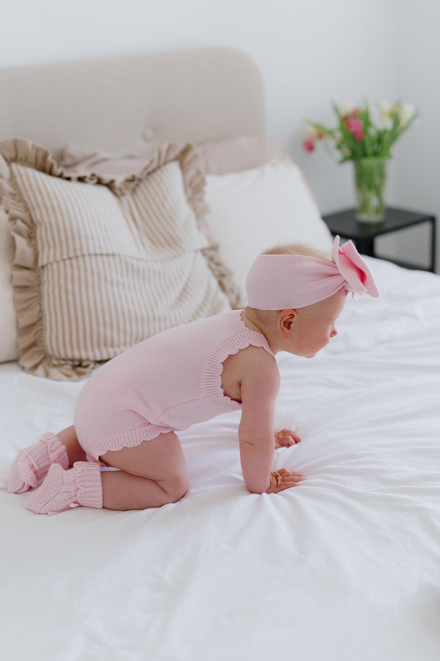 Short Sleeve Pink Summer Knit Romper