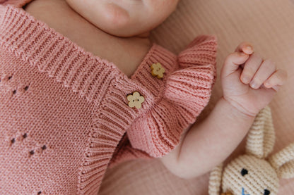 Knit Ruffle Pointelle Romper Set