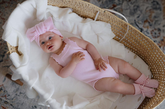 Short Sleeve Pink Summer Knit Romper
