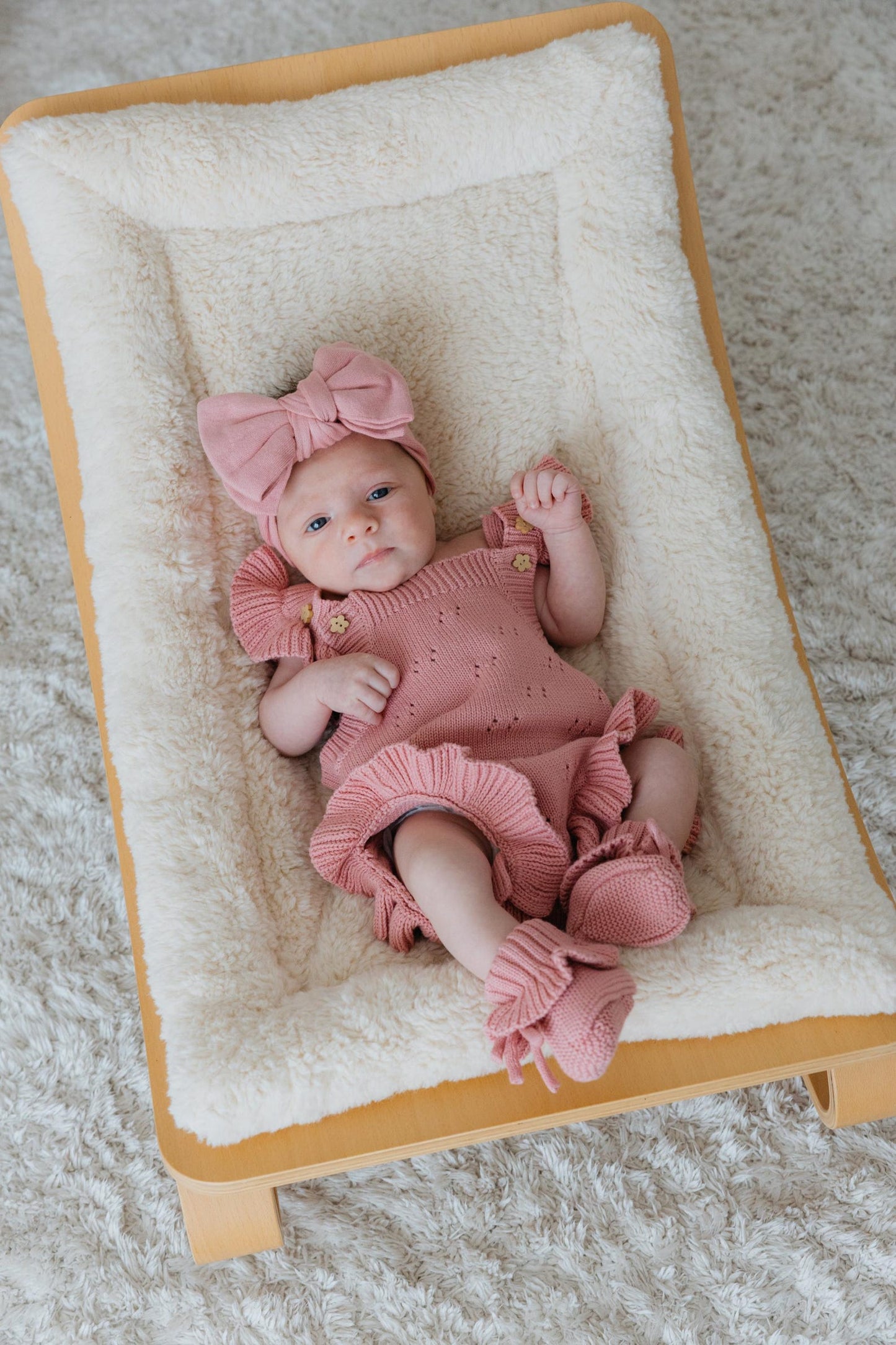 White pointelle ruffle romper