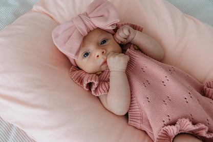 White pointelle ruffle romper