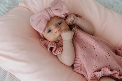 Knit Ruffle Pointelle Romper Set