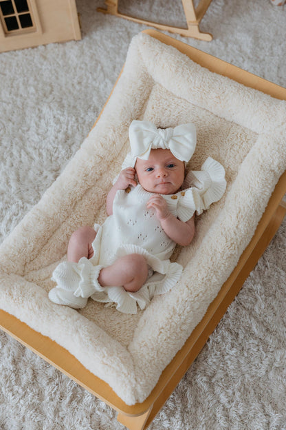 Knit Ruffle Pointelle Romper Set