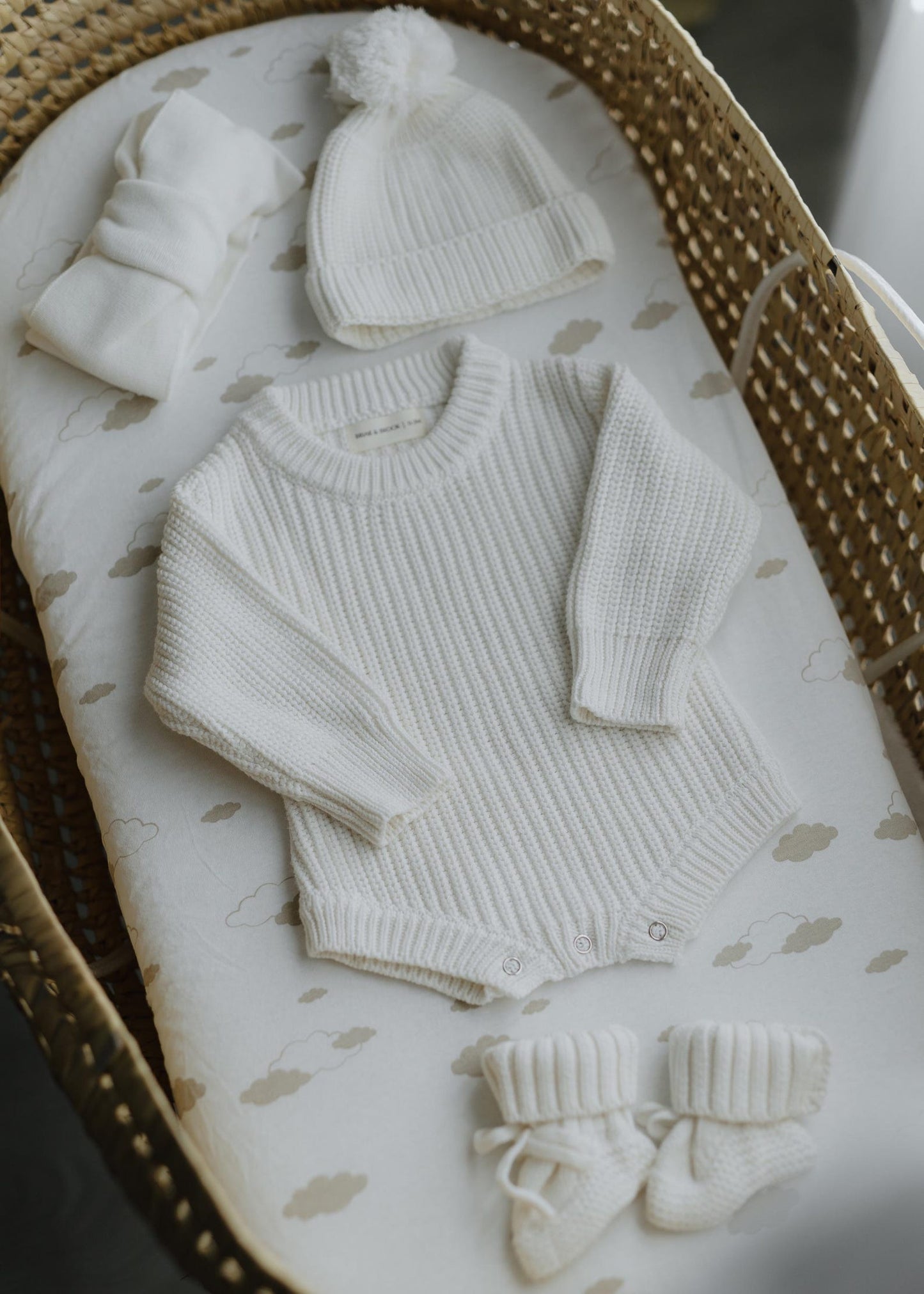 Chunky Gender Neutral Ivory Knit Romper