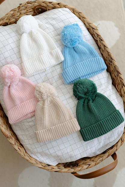 Knit Beanie Pom Hat