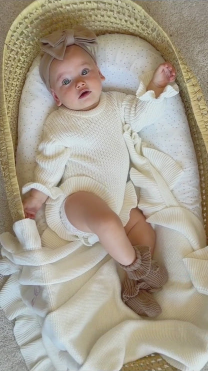 Ruffle Knit Romper — Ivory