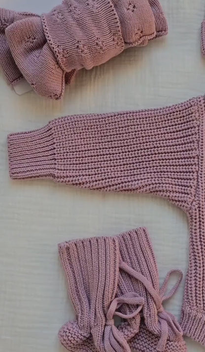 Chunky lavender knit romper
