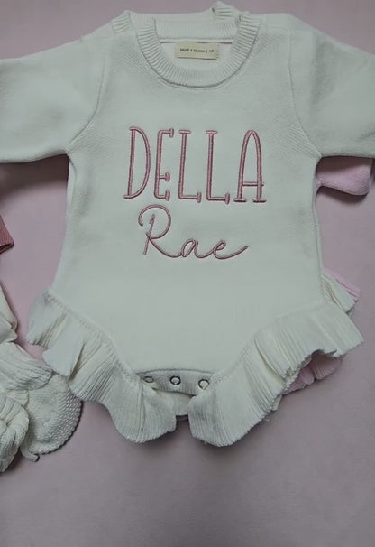 Knit ruffle romper