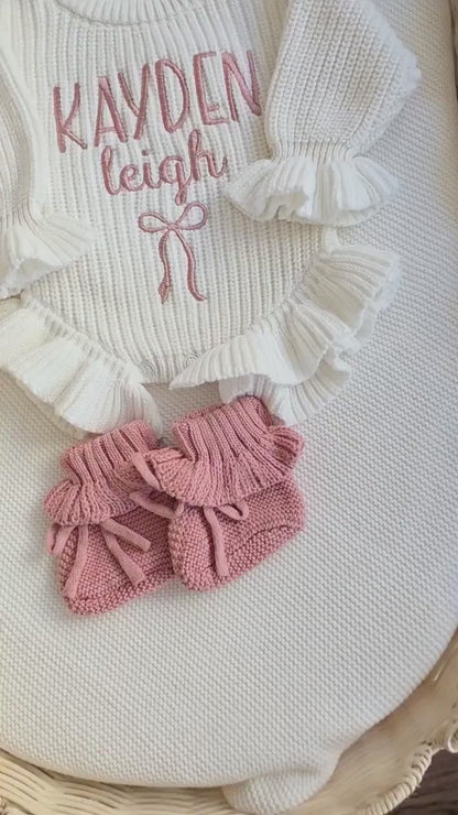 Chunky knit ruffle romper